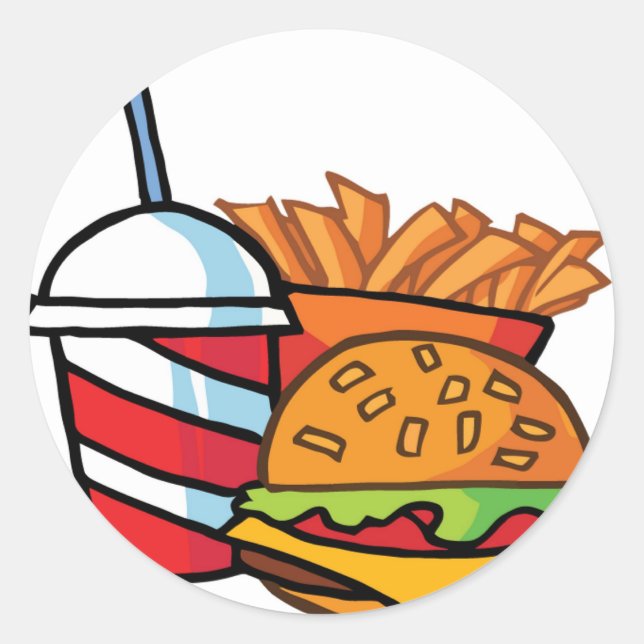 Fast Food Cheeseburger Classic Round Sticker (Front)