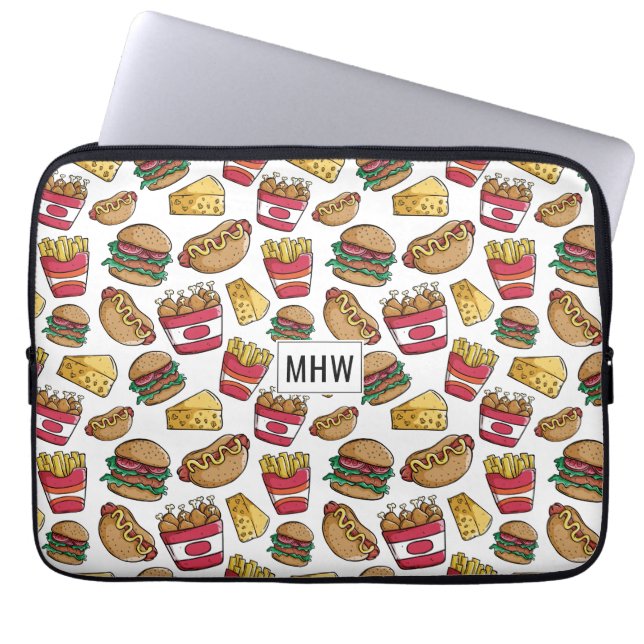 Fast Food custom monogram laptop sleeves (Front)