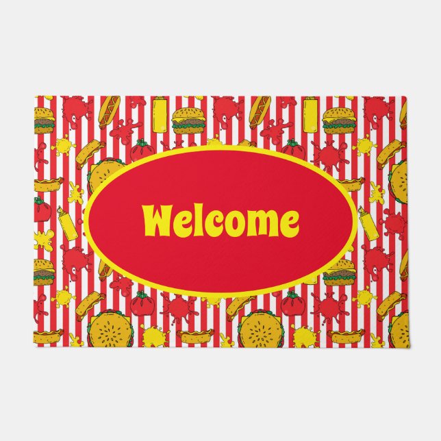 Fast Food Diner, Bar and Restaurant Welcome Doormat (Front)