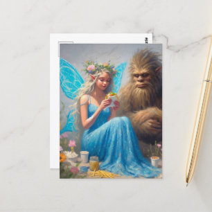 Fast Food Dinner With Sasquatch and the Fairy Postcard