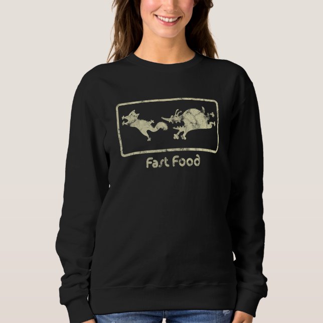 Fast Food  Dog Chasing Cat Graphic Sweatshirt (Front)