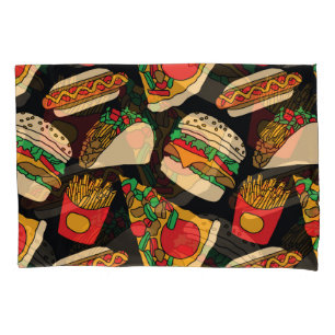 Fast Food Fiesta: Vintage Pattern Isolation Pillowcase