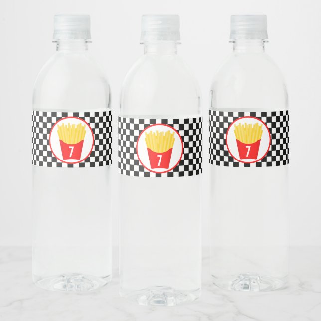 Fast Food French Fry Birthday Water Bottle Label (Bottles)