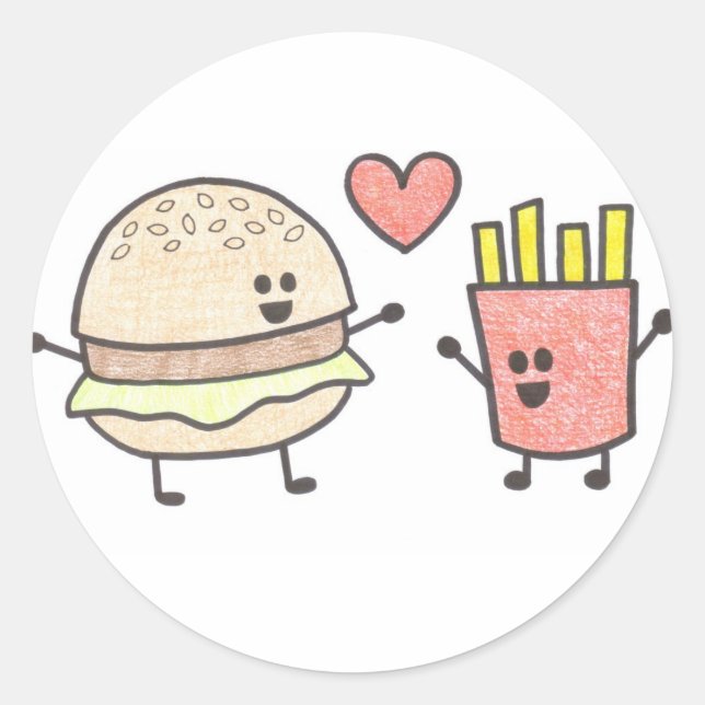 Fast Food Friends Classic Round Sticker (Front)