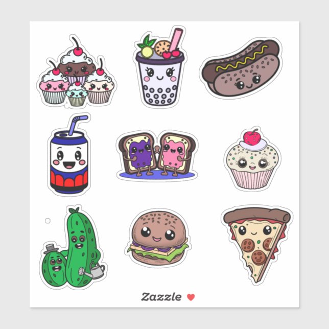 Fast Food Fun & Sweet Treat Stickers for Kids (Sheet)