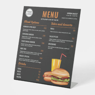 Fast Food Hamburger And Hot Dog Food Menu Prices Pedestal Sign