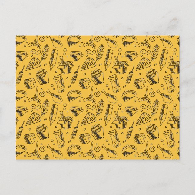 Fast Food Hamburger Fries Hot Dog Chicken Pattern Postcard (Front)