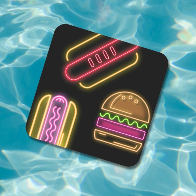 Fast Food Hot Dogs and Hamburger Square Paper Coaster (Creator Uploaded)