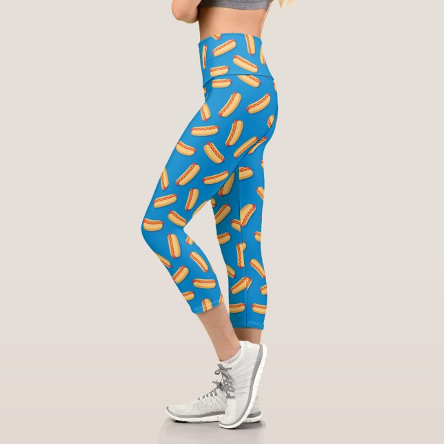 Fast Food Hotdogs Pattern Capri Leggings (Left)