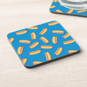 Fast Food Hotdogs Pattern Coaster