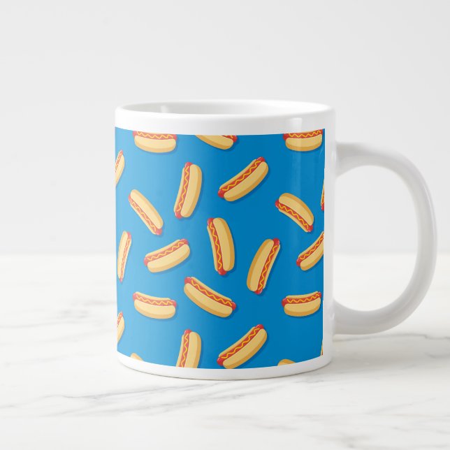 Fast Food Hotdogs Pattern Large Coffee Mug (Right)
