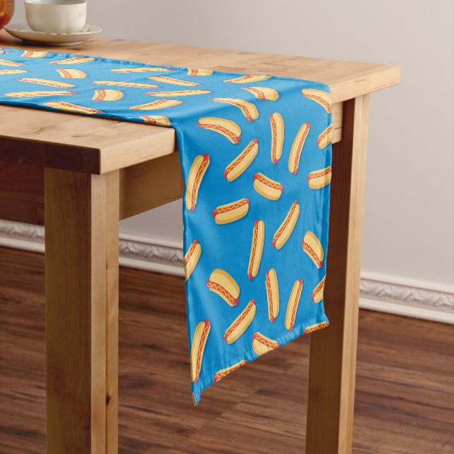 Fast Food Hotdogs Pattern Medium Table Runner (In Situ)
