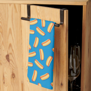 Fast Food Hotdogs Pattern Tea Towel