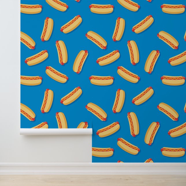 Fast Food Hotdogs Pattern Wallpaper (Application)