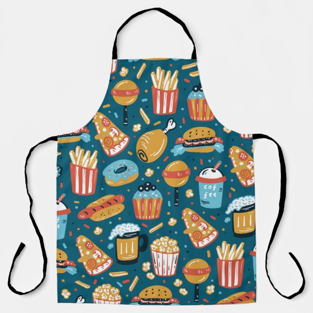 Fast Food Icons: Vintage Doodles Apron (Front)