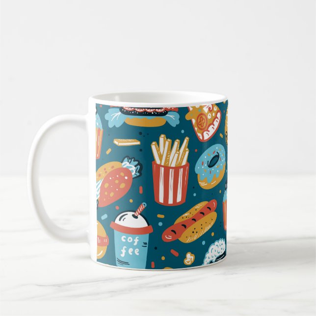 Fast Food Icons: Vintage Doodles Coffee Mug (Left)