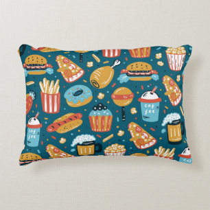 Fast Food Icons: Vintage Doodles Decorative Cushion