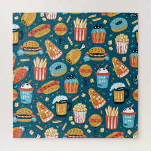 Fast Food Icons: Vintage Doodles Jigsaw Puzzle