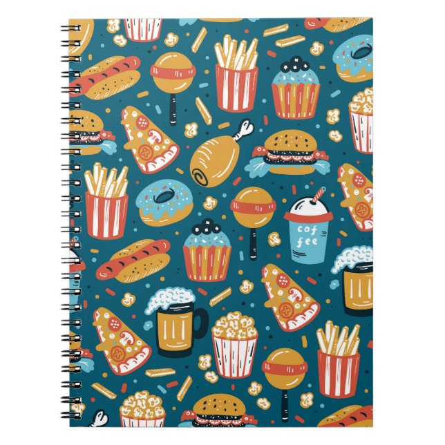 Fast Food Icons: Vintage Doodles Notebook (Front)