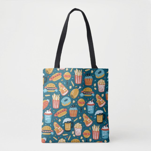 Fast Food Icons: Vintage Doodles Tote Bag (Front)