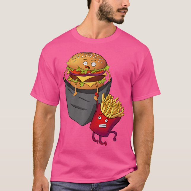 Fast Food In Pocket Fries Burger Pommes Frites Pot T-Shirt (Front)