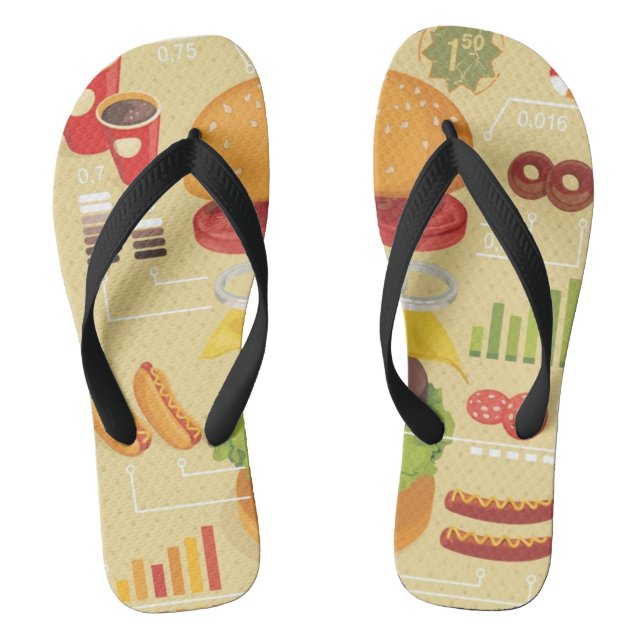 Fast food info graphic flip flops (Footbed)