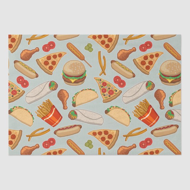 Fast Food Junk Food Pizza Burgers Hot Dogs Tissue Paper (Front)