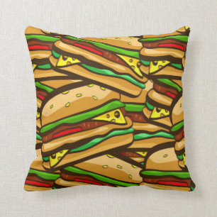 Fast Food Lover Cheese Burger Greasy Diner Cushion