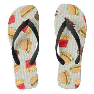 Fast Food Pattern 2 Flip Flops