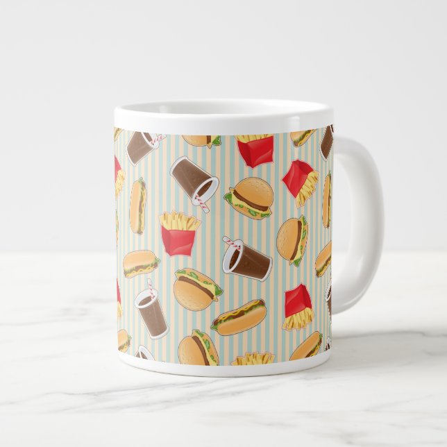 Fast Food Pattern 2 Large Coffee Mug (Front Right)