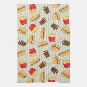 Fast Food Pattern 2 Tea Towel
