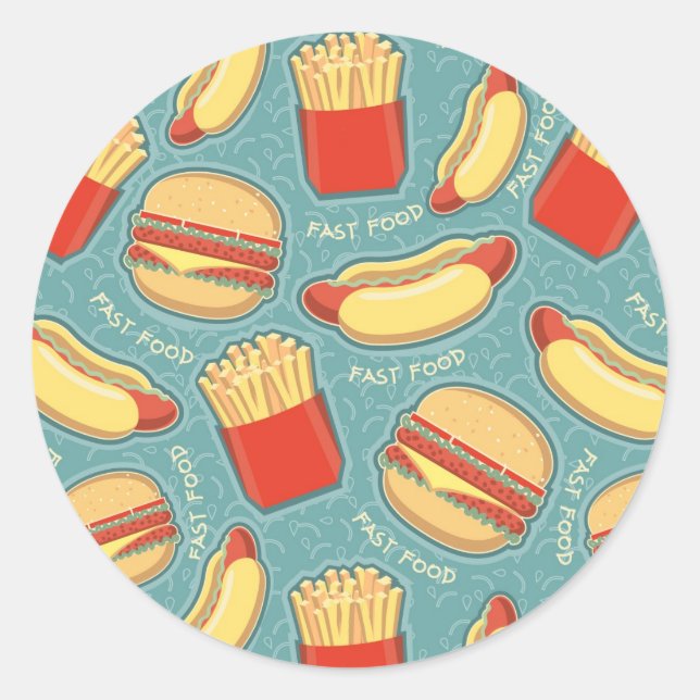 Fast Food Pattern 3 Classic Round Sticker (Front)