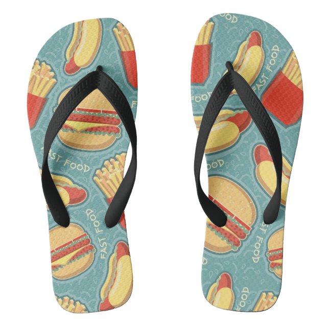 Fast Food Pattern 3 Flip Flops (Footbed)