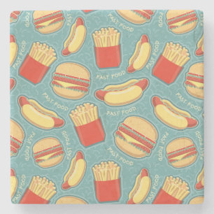 Fast Food Pattern 3 Stone Coaster