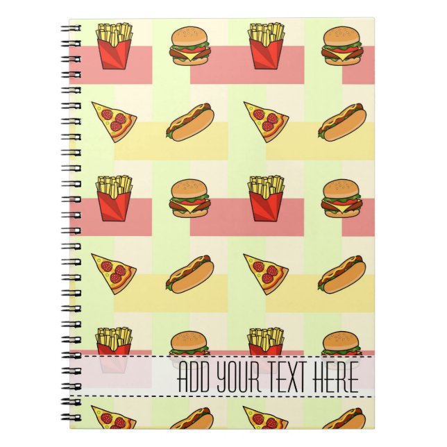 Fast Food Pattern Custom Notebook (Front)