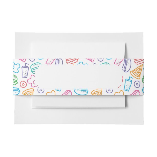 Fast food pattern invitation belly band (Front Example)