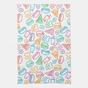 Fast food pattern tea towel