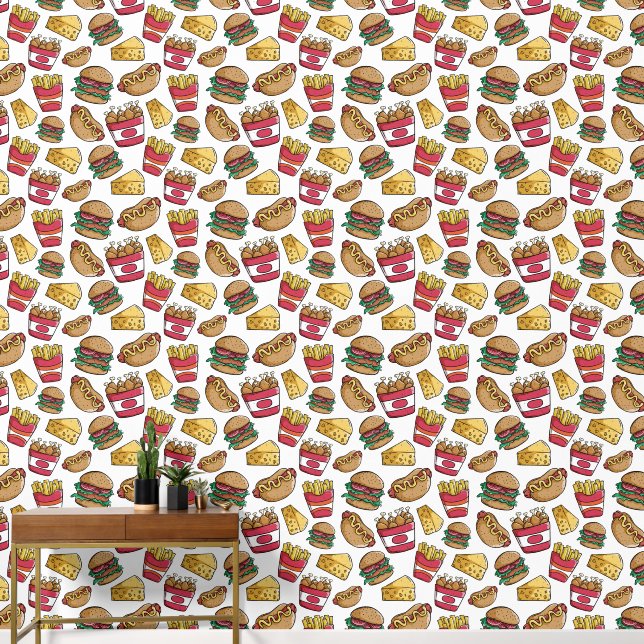 Fast Food Pattern Wallpaper (Hallway)