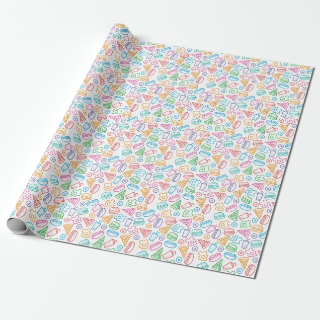 Fast food pattern wrapping paper (Unrolled)