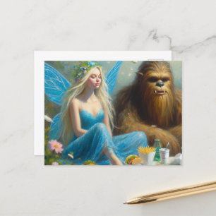Fast Food Picnic With Sasquatch and the Fairy Postcard