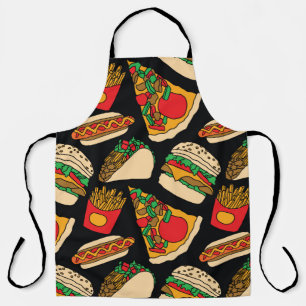 fast food pizza burger hotdog french fries tacos s apron