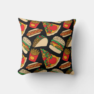 fast food pizza burger hotdog french fries tacos s cushion