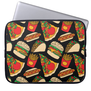 fast food pizza burger hotdog french fries tacos s laptop sleeve