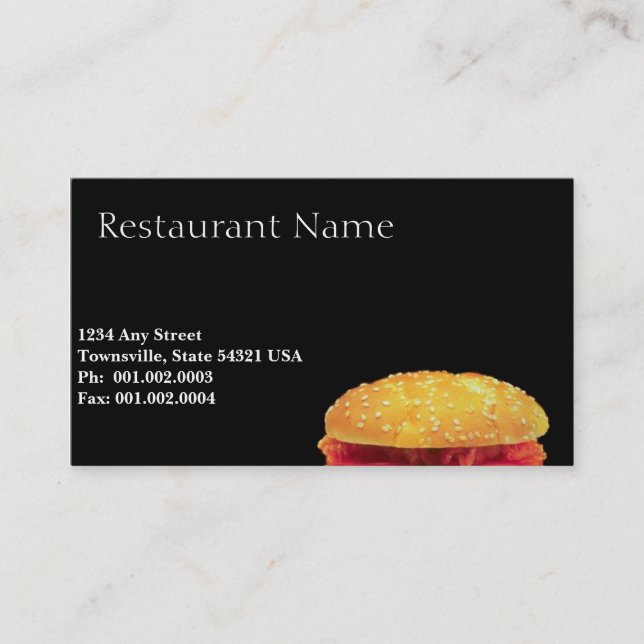 Fast food restaurant business card (Front)
