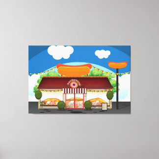 Fast Food Restaurant Cartoon Canvas Print