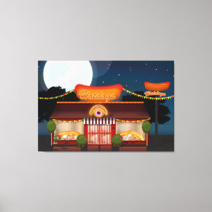 Fast Food Restaurant Cartoon Canvas Print