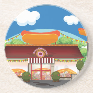 Fast Food Restaurant Cartoon Coaster