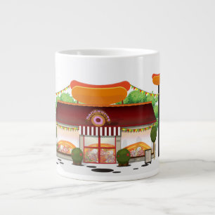 Fast Food Restaurant Cartoon Large Coffee Mug
