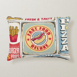Fast food restaurants and diners retro signs colle decorative cushion
