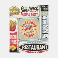 Fast food restaurants and diners retro signs colle